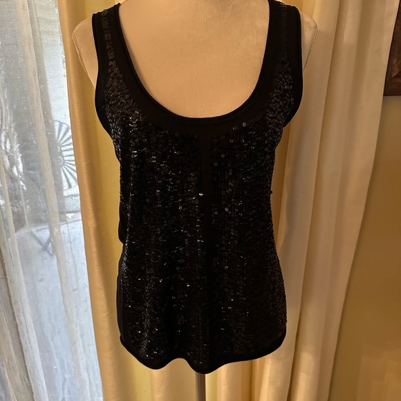 BCBG black sequin black sleeveless tank sweater. - Picture 3 of 7